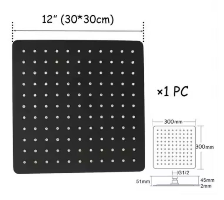 Ultradunne RVS Regendouchekop 2 mm – Wand- en Plafondmontage, Vierkant of Rond