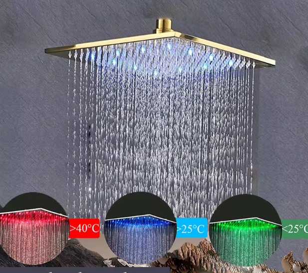 Grote LED Regendouchekop 40,64 cm – Wand- of Plafondmontage, Warm en Koud