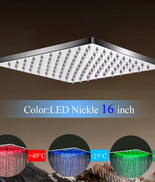 Grote LED Regendouchekop 40,64 cm – Wand- of Plafondmontage, Warm en Koud