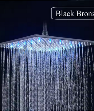 Mat Zwarte LED Regendouchekop 40,64 cm – Vierkant, Overhead Douche