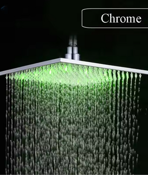 Mat Zwarte LED Regendouchekop 40,64 cm – Vierkant, Overhead Douche