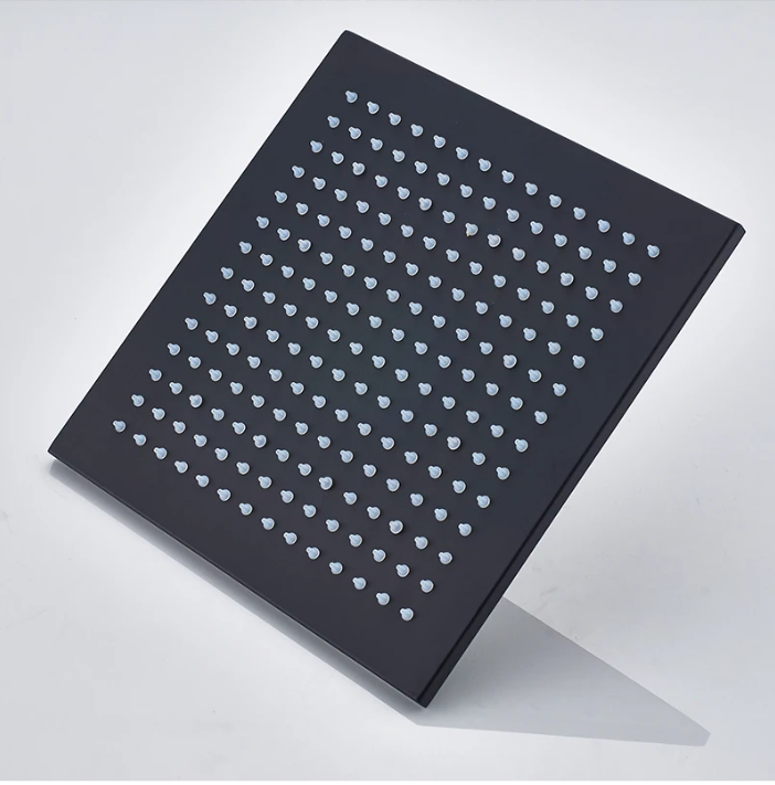 Mat Zwarte LED Regendouchekop 40,64 cm – Vierkant, Overhead Douche