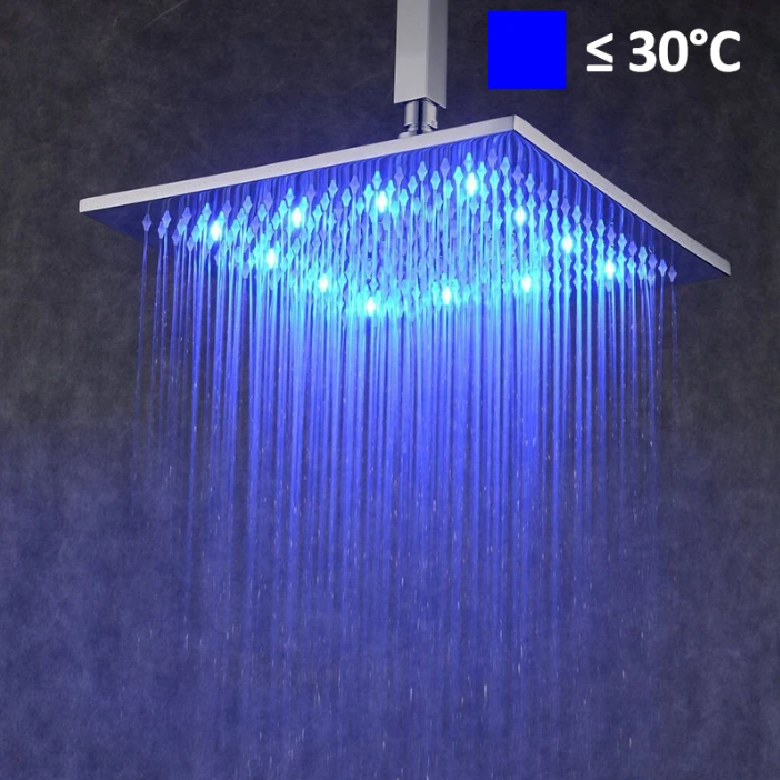 Mat Zwarte LED Regendouchekop 40,64 cm – Vierkant, Overhead Douche