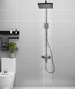 Luxe Zwarte Messing Douche Set met Regendouche en Handdouche – Verstelbaar