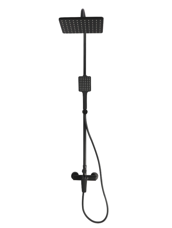 Luxe Zwarte Messing Douche Set met Regendouche en Handdouche – Verstelbaar