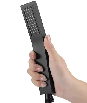 Mat Zwarte Handdouche van Messing – Vierkant Design, Krachtige Waterstraal