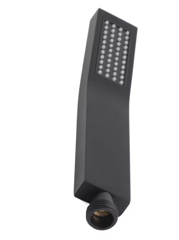 Mat Zwarte Handdouche van Messing – Vierkant Design, Krachtige Waterstraal