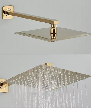 Gouden Inbouw Douche Set met Regendouche en Handdouche – 2-Weg Systeem