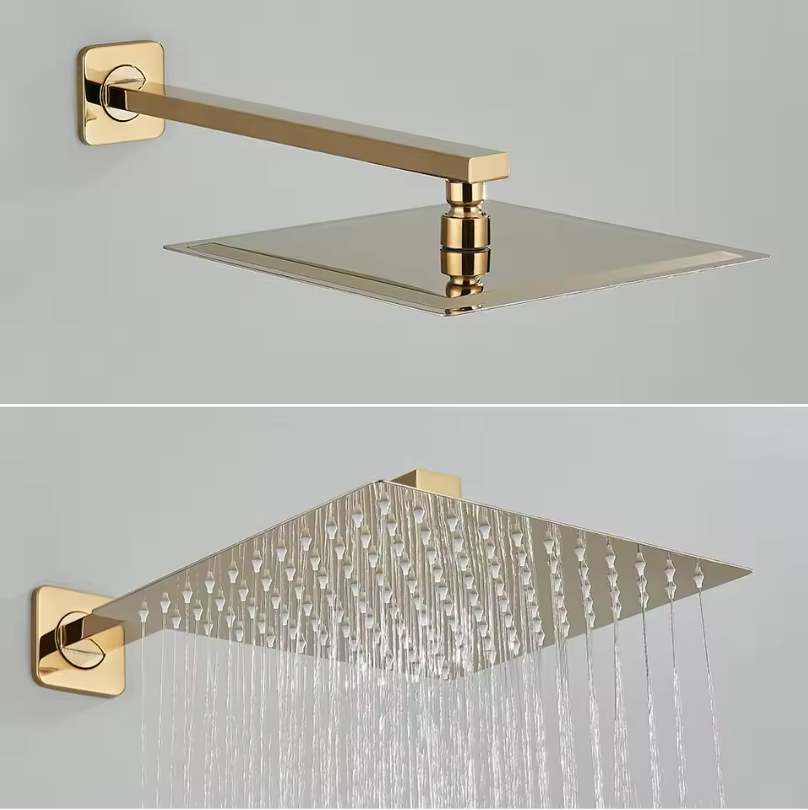 Gouden Inbouw Douche Set met Regendouche en Handdouche – 2-Weg Systeem