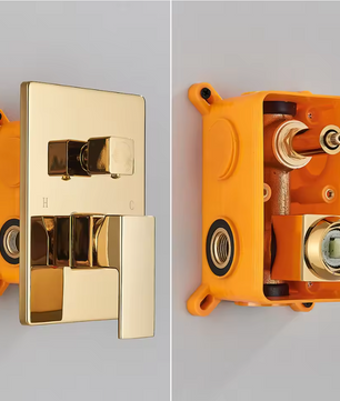 Gouden Inbouw Douche Set met Regendouche en Handdouche – 2-Weg Systeem