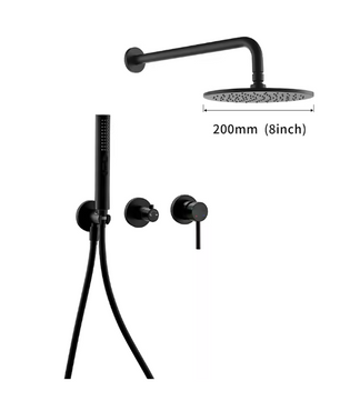 Zwarte Inbouw Douche Set met Omstelkraan, Regendouche en Handdouche