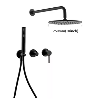 Zwarte Inbouw Douche Set met Omstelkraan, Regendouche en Handdouche