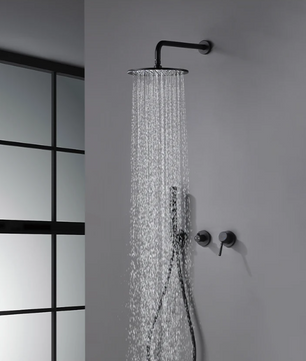 Zwarte Inbouw Douche Set met Omstelkraan, Regendouche en Handdouche