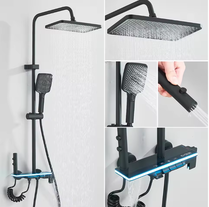 Inbouw Douche Set met LCD Display en Temperatuurregeling – Wandmontage