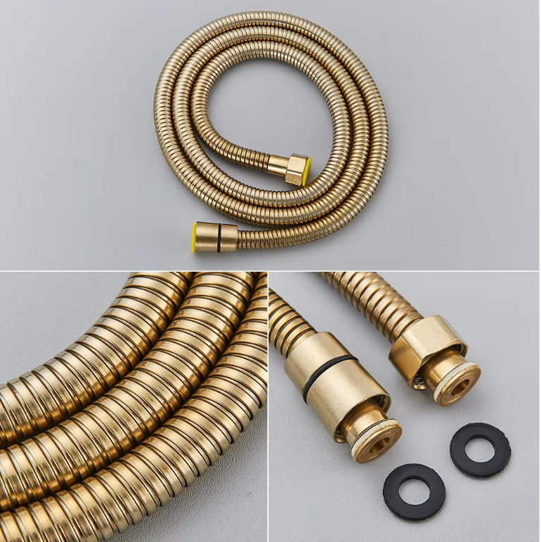 Inbouw Douche Set Geborsteld Goud met Regendouche – 2-Weg Mengkraan