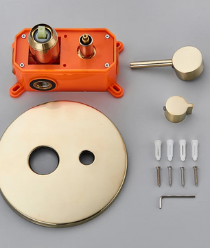 Inbouw Douche Set Geborsteld Goud met Regendouche – 2-Weg Mengkraan