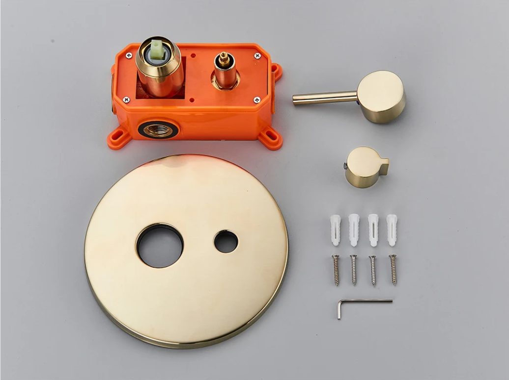 Inbouw Douche Set Geborsteld Goud met Regendouche – 2-Weg Mengkraan