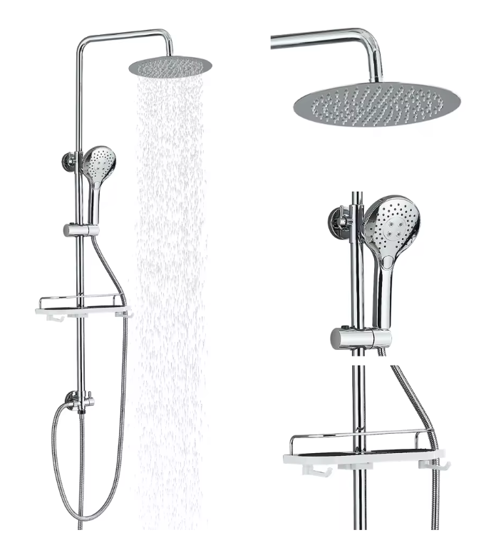 Chroom Douchekolom Set met Regendouche en Mengkraan – Wandmontage