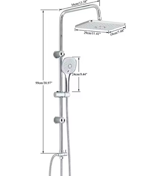 Chroom Douchekolom Set met Regendouche en Mengkraan – Wandmontage