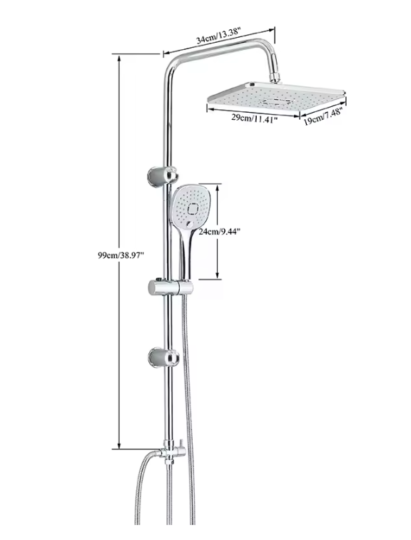 Chroom Douchekolom Set met Regendouche en Mengkraan – Wandmontage