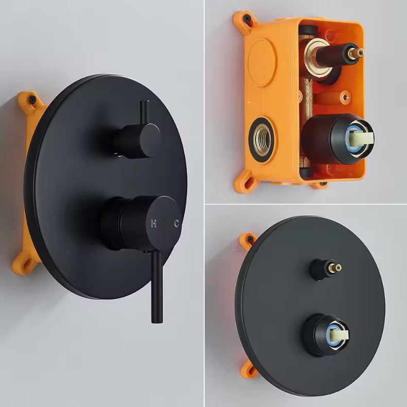 Inbouw Douche Set Mat Zwart met Regendouche en Handdouche – Bad en Douche