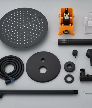 Inbouw Douche Set Mat Zwart met Regendouche en Handdouche – Bad en Douche