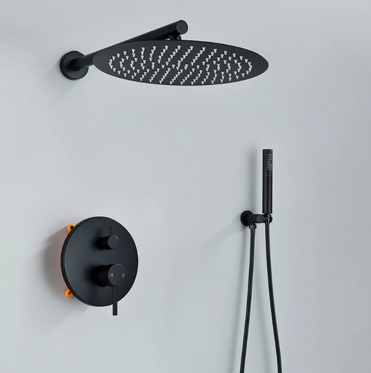 Inbouw Douche Set Mat Zwart met Regendouche en Handdouche – Bad en Douche