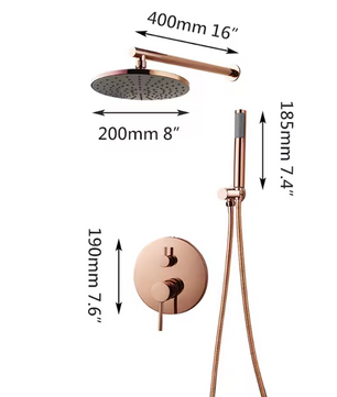 Inbouw Douche Set Rose Goud van Messing met Regendouche en Handdouche