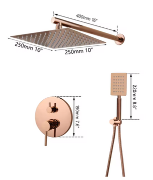 Inbouw Douche Set Rose Goud van Messing met Regendouche en Handdouche