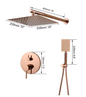 Inbouw Douche Set Rose Goud van Messing met Regendouche en Handdouche