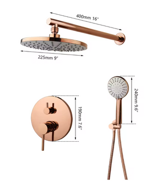 Inbouw Douche Set Rose Goud van Messing met Regendouche en Handdouche
