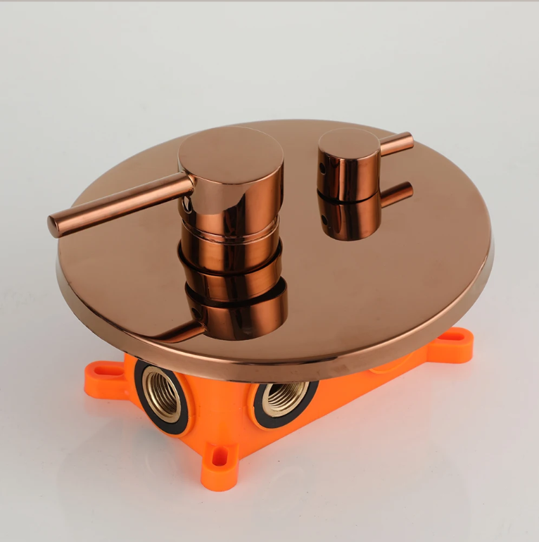 Inbouw Douche Set Rose Goud van Messing met Regendouche en Handdouche