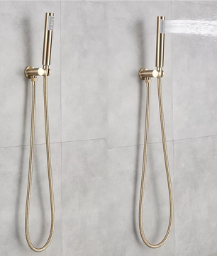 Inbouw Douche Set Geborsteld Goud met Grote Regendouche en Handdouche