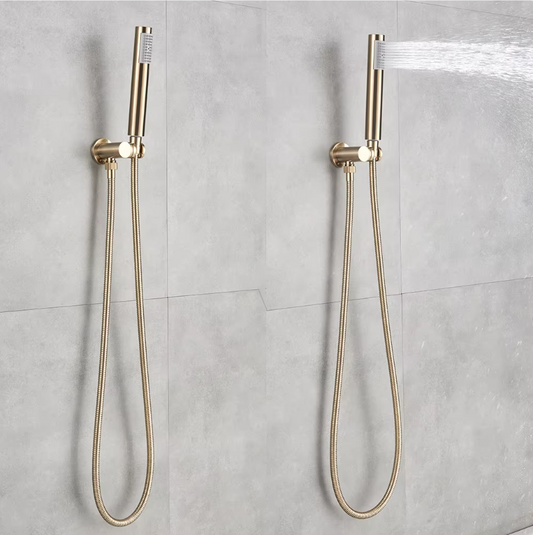 Inbouw Douche Set Geborsteld Goud met Grote Regendouche en Handdouche