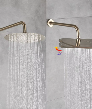 Inbouw Douche Set Geborsteld Goud met Grote Regendouche en Handdouche