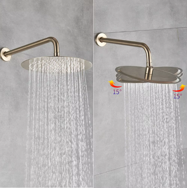 Inbouw Douche Set Geborsteld Goud met Grote Regendouche en Handdouche