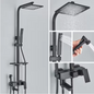 Zwart Chroom Douchekraan met Regendouche en 3/4-Weg Omstelling – Met Opbergplateau