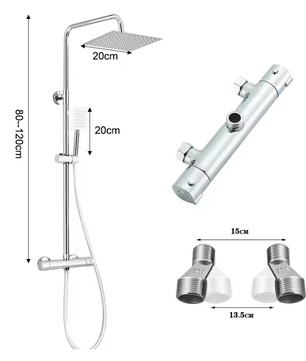 Thermostatische Douche Set Chroom met Ultradunne Regendouche – Wandmontage