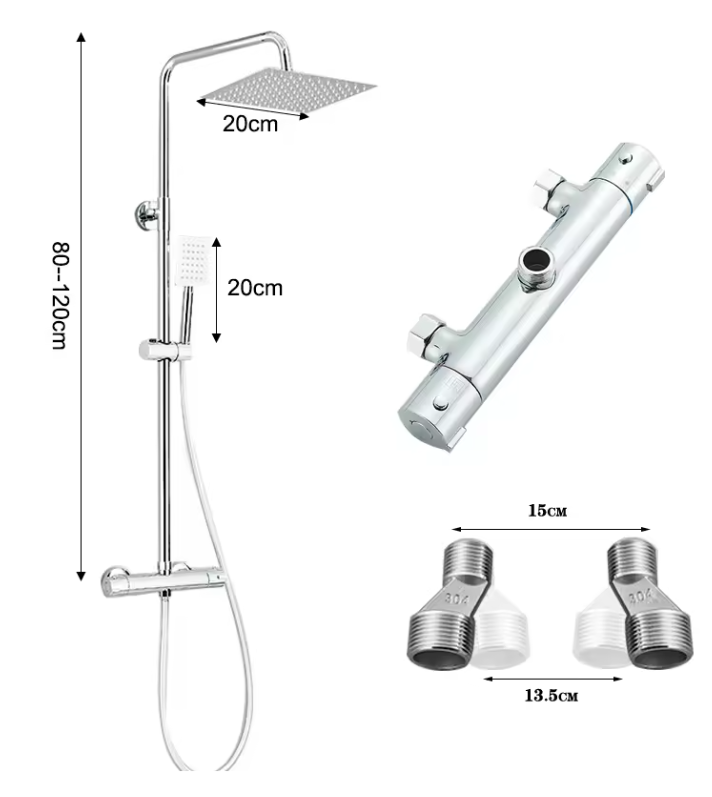 Thermostatische Douche Set Chroom met Ultradunne Regendouche – Wandmontage