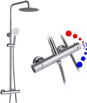 Thermostatische Douche Set Chroom met Ultradunne Regendouche – Wandmontage