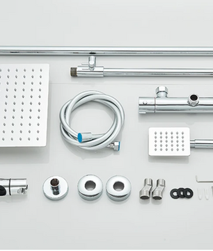 Thermostatische Douche Set Chroom met Ultradunne Regendouche – Wandmontage