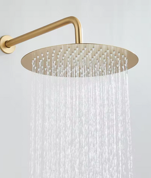 Inbouw Regendouche Set Geborsteld Goud – Ronde Douchekraan Warm en Koud