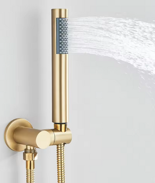 Inbouw Regendouche Set Geborsteld Goud – Ronde Douchekraan Warm en Koud