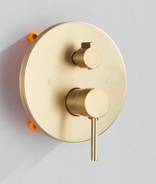 Inbouw Regendouche Set Geborsteld Goud – Ronde Douchekraan Warm en Koud