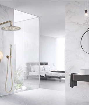 Inbouw Regendouche Set Geborsteld Goud – Ronde Douchekraan Warm en Koud