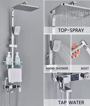 Regendouche Douche­systeem met Mengkraan – Moderne Badkamer­oplossing van Messing