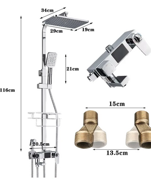 Regendouche Douche­systeem met Mengkraan – Moderne Badkamer­oplossing van Messing