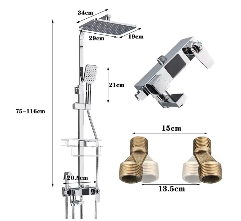 Regendouche Douche­systeem met Mengkraan – Moderne Badkamer­oplossing van Messing