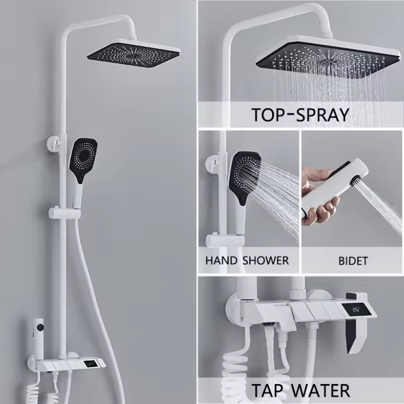 Slim Digitaal Douchesysteem met Display – Regendouche, Bidet en Mengkraan