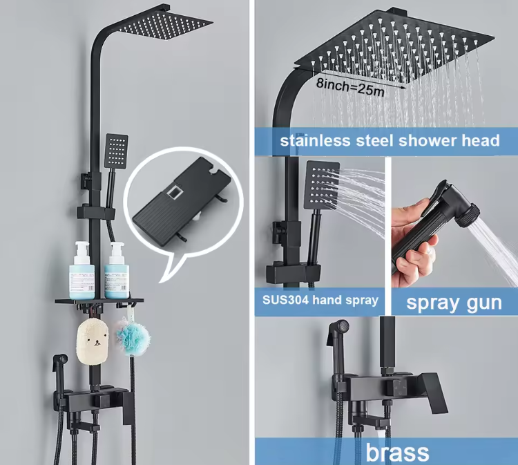 Regendouche Doucheset met Mengkraan – Messing Douchekraan voor Badkamer